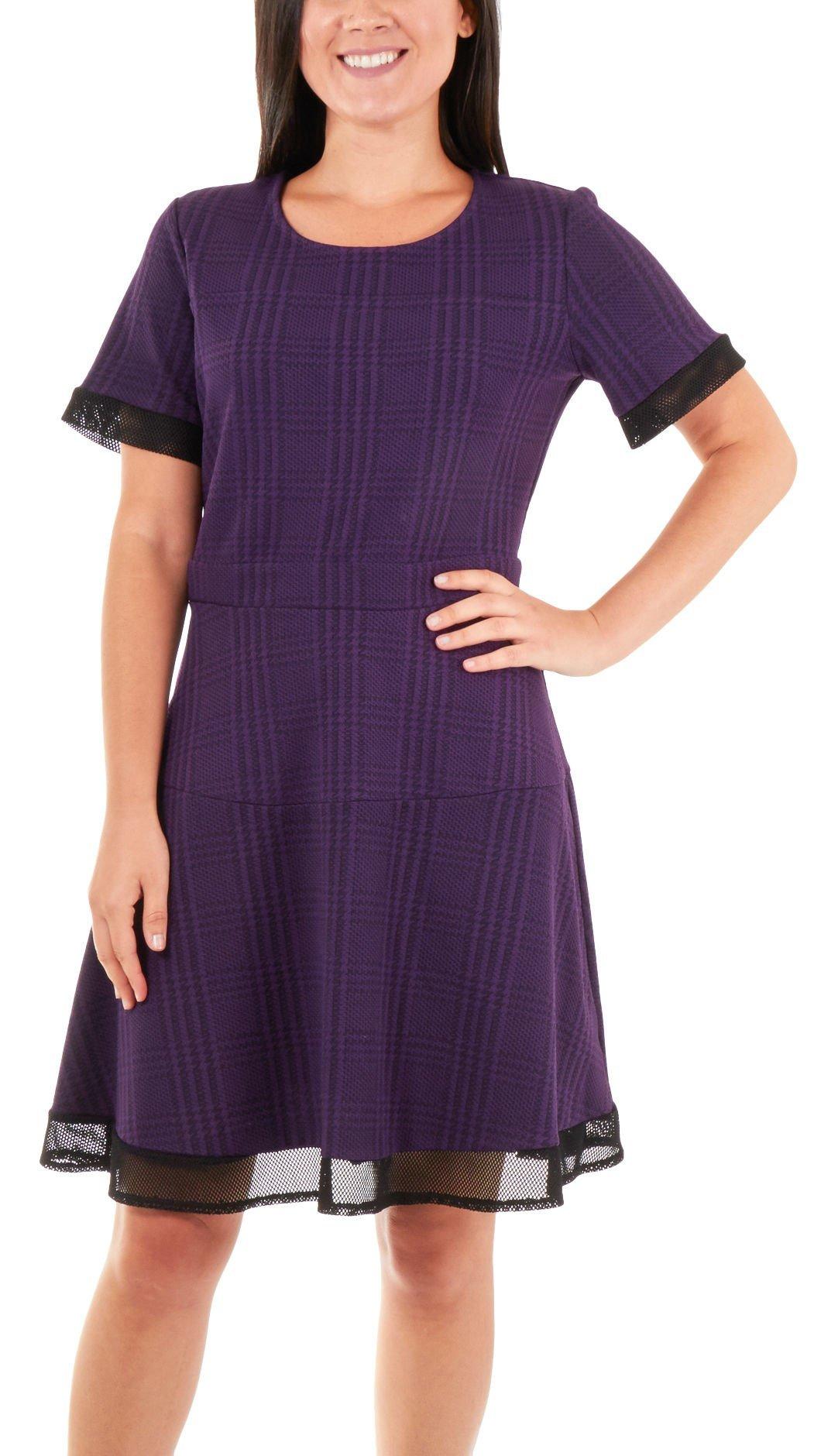NY Collection Womens Mesh Panel Fit & Flare Dress