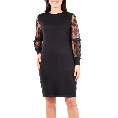 NY Collection Womens Lace Knit Balloon Dress