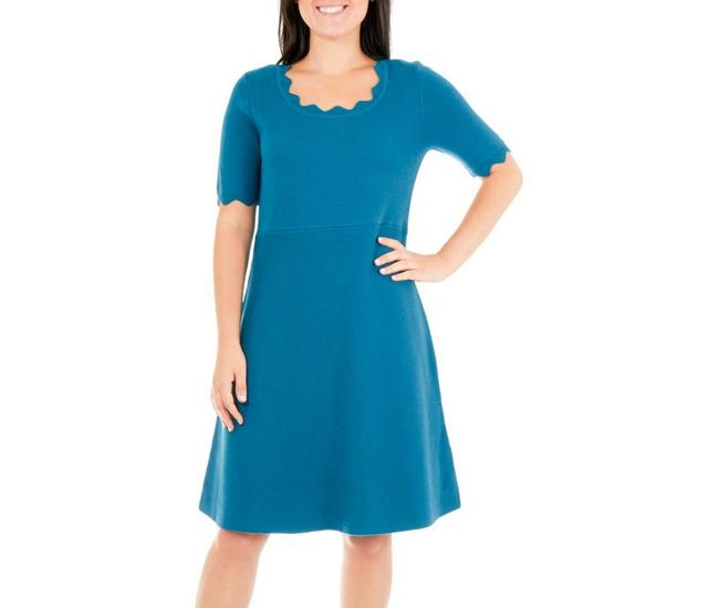 Women's Nina Leonard Fit & Flare Sweater Dress, Size: Large, Blue - Yahoo  Shopping