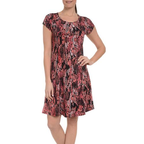 NY Collection Womens Dot Print A-Line Dress