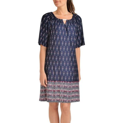 NY Collection Womens Elbow Sleeve Trapeze Dress