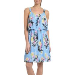 NY Collection Womens Floral Popover Pleated Dress