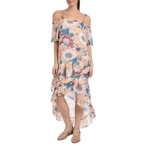 NY Collection Womens Floral High Low Maxi Dress