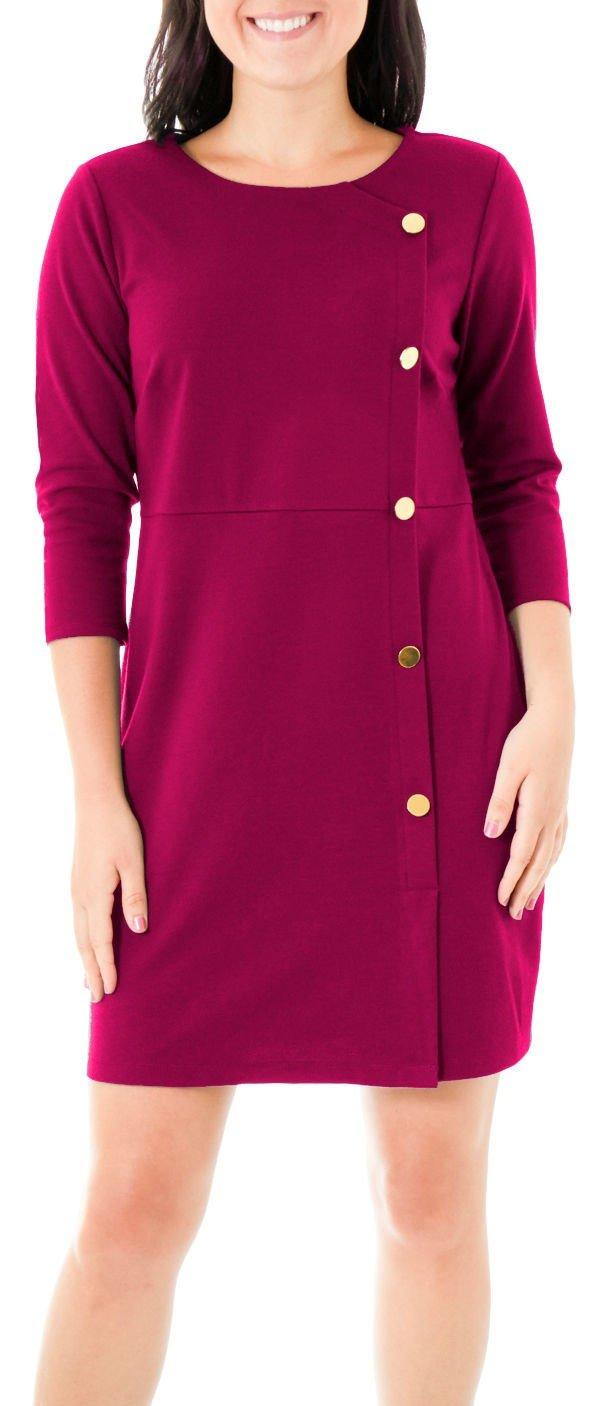 NY Collection Petite Asymmetric Button Dress