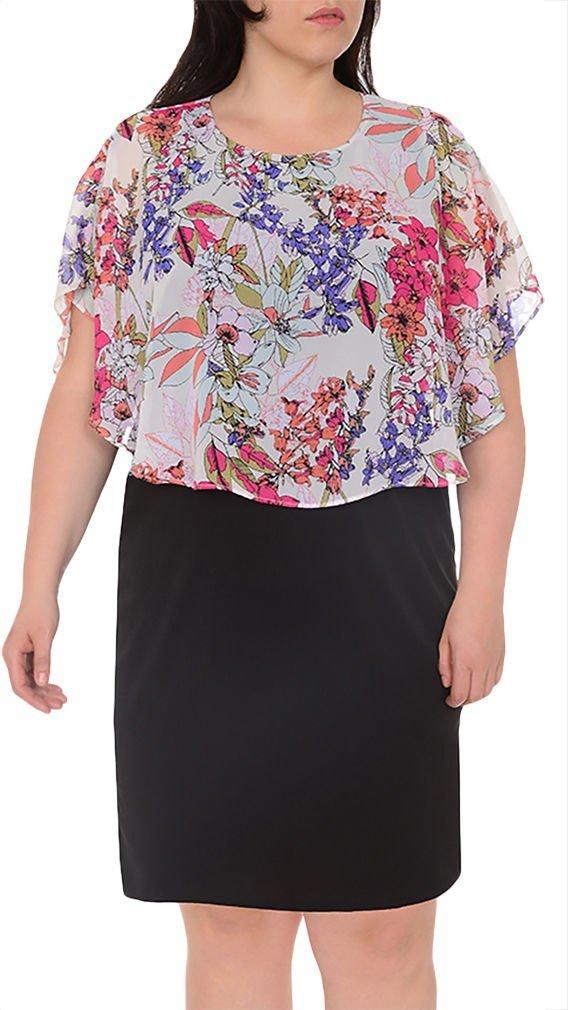 NY Collection Plus Floral Poncho Shift Dress
