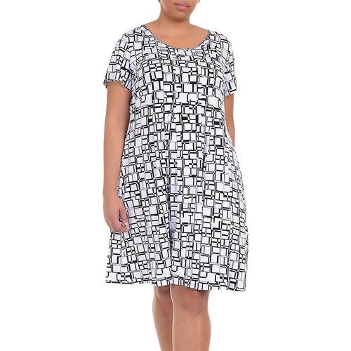 NY Collection Plus Cube Print Fit & Flare