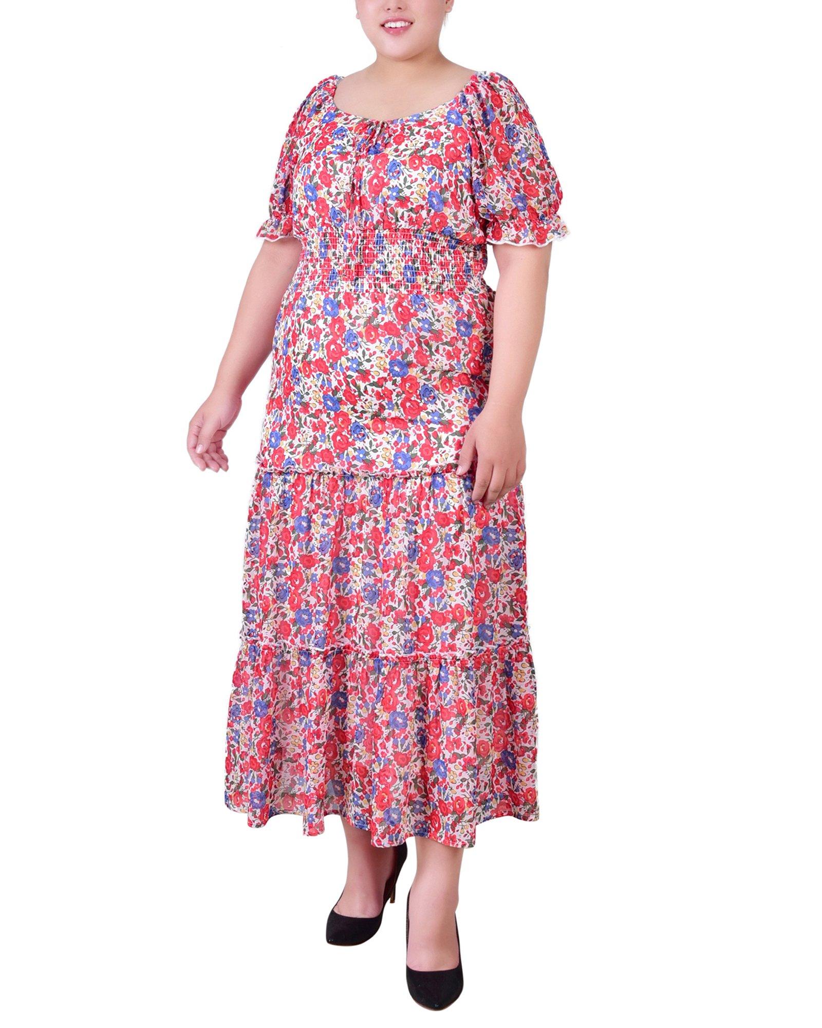 NY Collection Plus Maxi Short Sleeve Dress