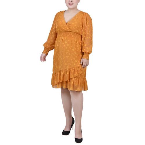 NY Collection Plus Long Sleeve Smocked Waist Dress
