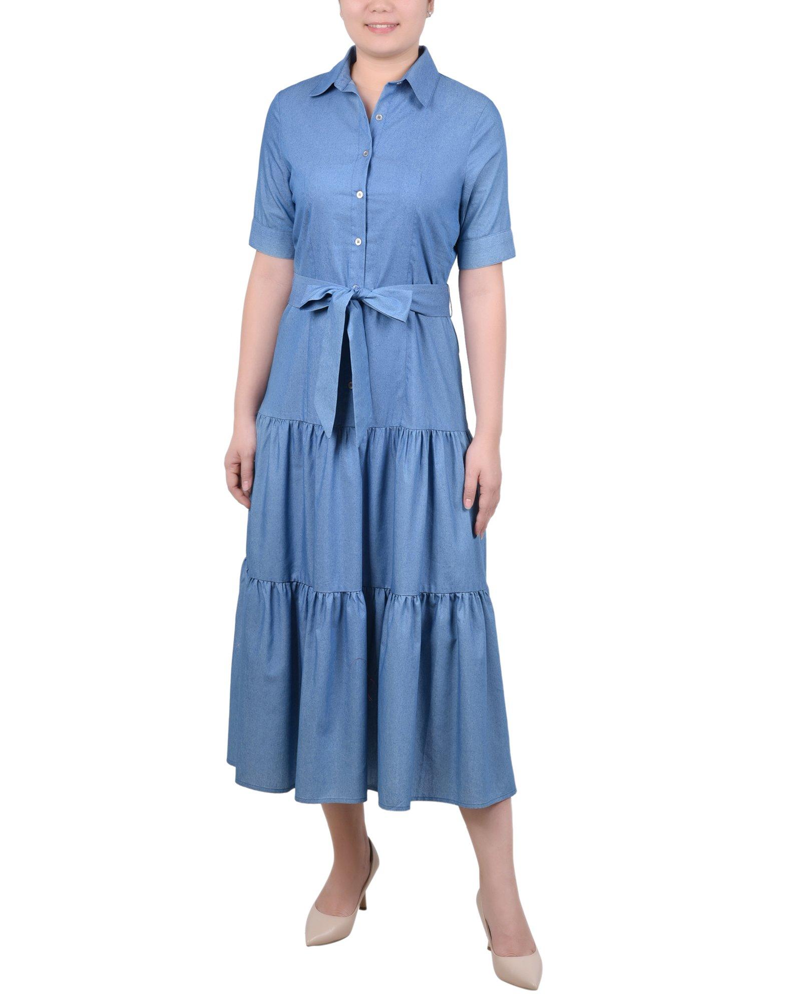 Short Sleeve Chambray Dress