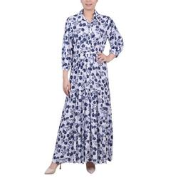 NY Collectio Petite 3/4 Sleeve Crinkle Tiered Maxi Dress