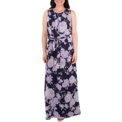 NY Collection Womens Floral Tie Waist Pleated Maxi Dress | Bealls Florida