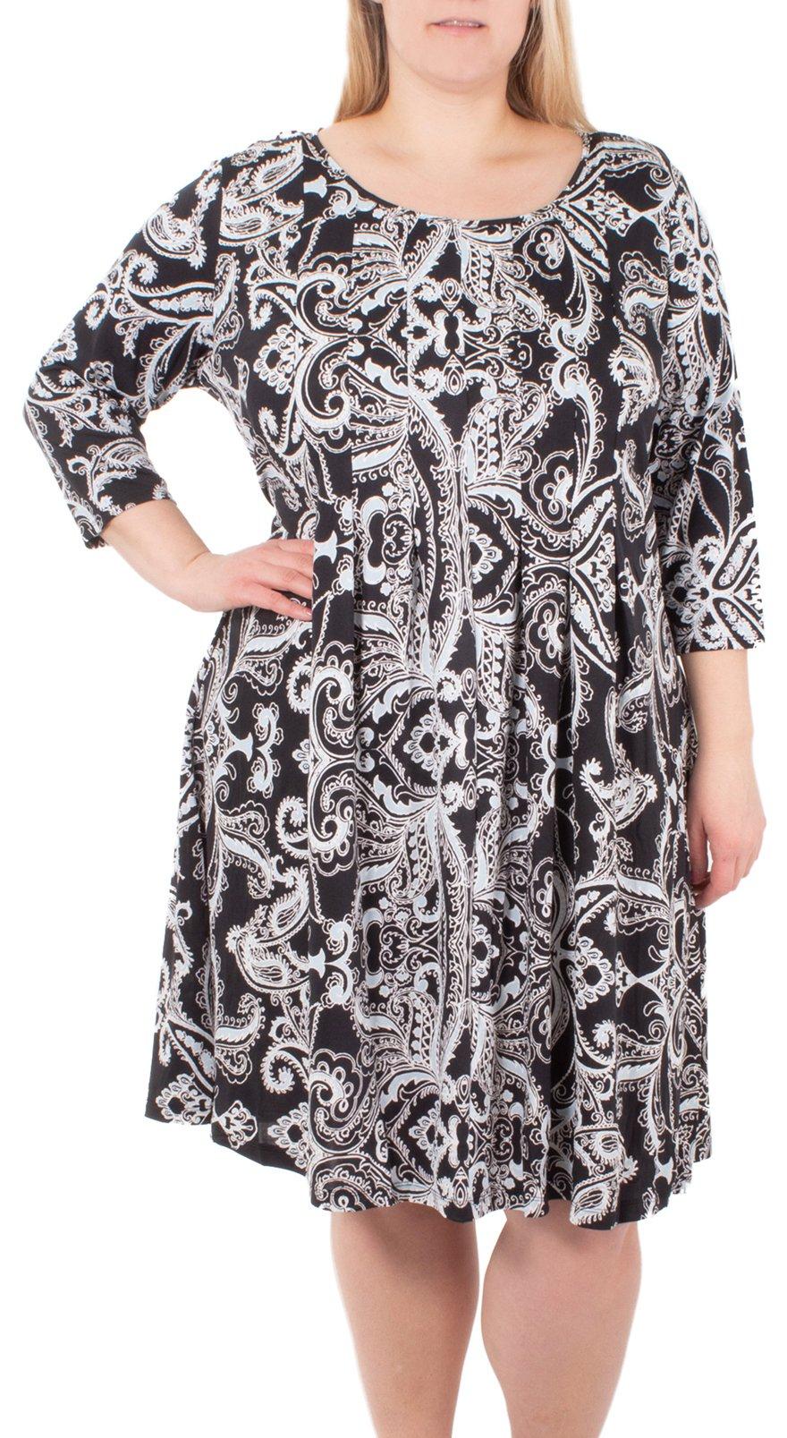 NY Collection Plus 3/4 Sleeve Pleated Dress | Bealls Florida