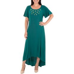 NY Collection Womens Flutter Sleeve Maxi Dress