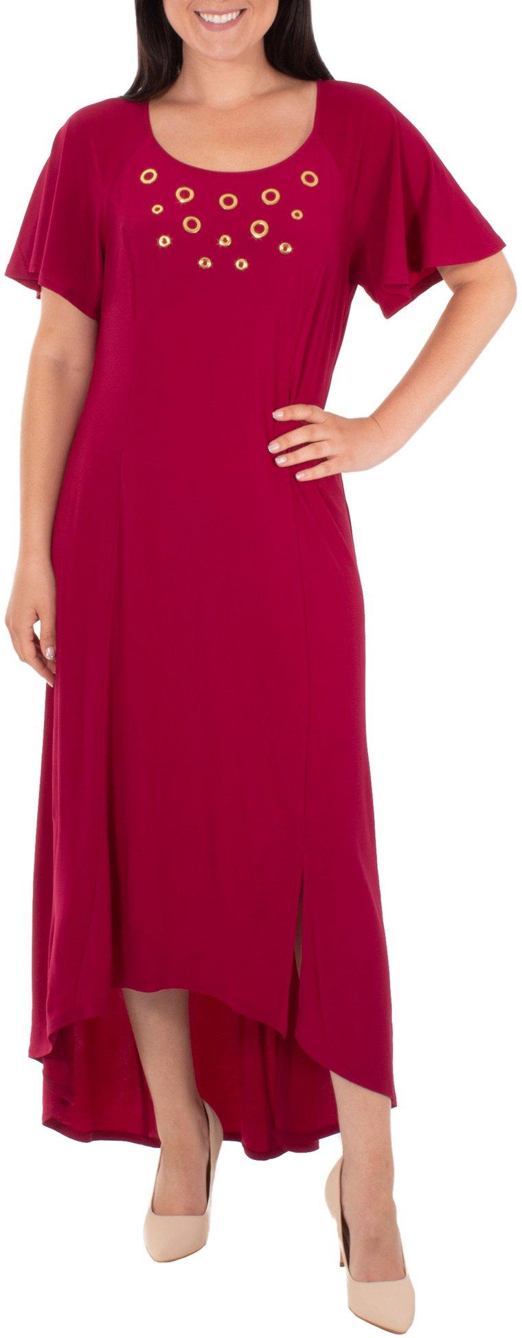 NY Collection Womens Flutter Sleeve Maxi Dress