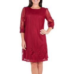 NY Collection Petite Border Lace A-Line Dress