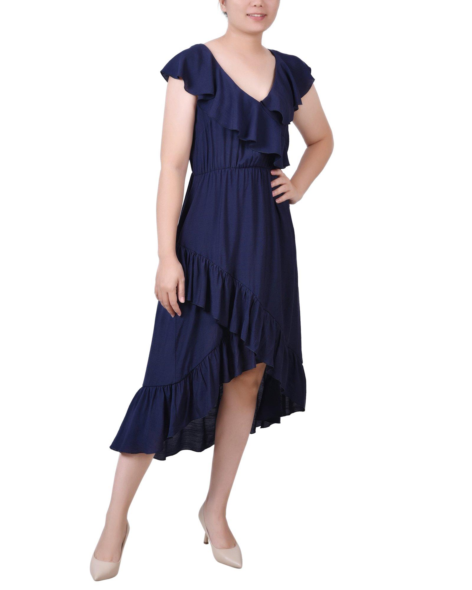 NY Collection Womens Missy Sleeveless Flounced Dress