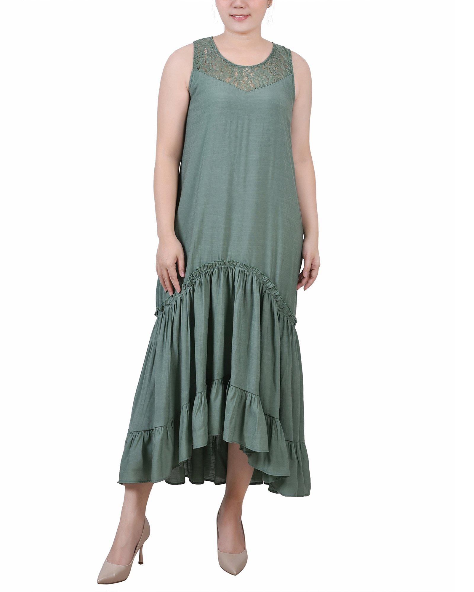 NY Collection Womens Petite Sleeveless Tiered Maxi Dress