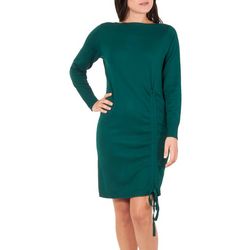 NY Collection Womens Drawstring Sweater Dress