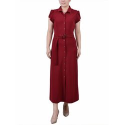 NY Collection Womens Petite Midi Petal Sleeve Dress