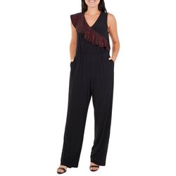 NY Collection Womens Sleeveless Glitter Jumpsuit