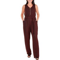 NY Collection Womens Glitter Zipper Placket Jumpsuit