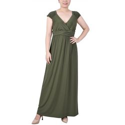 NY Collection Womens Ruched Empire-Waist Maxi Dress