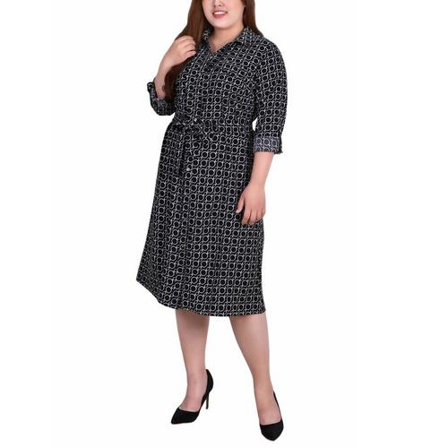 NY Collection Plus Size Long Sleeve Roll Tab