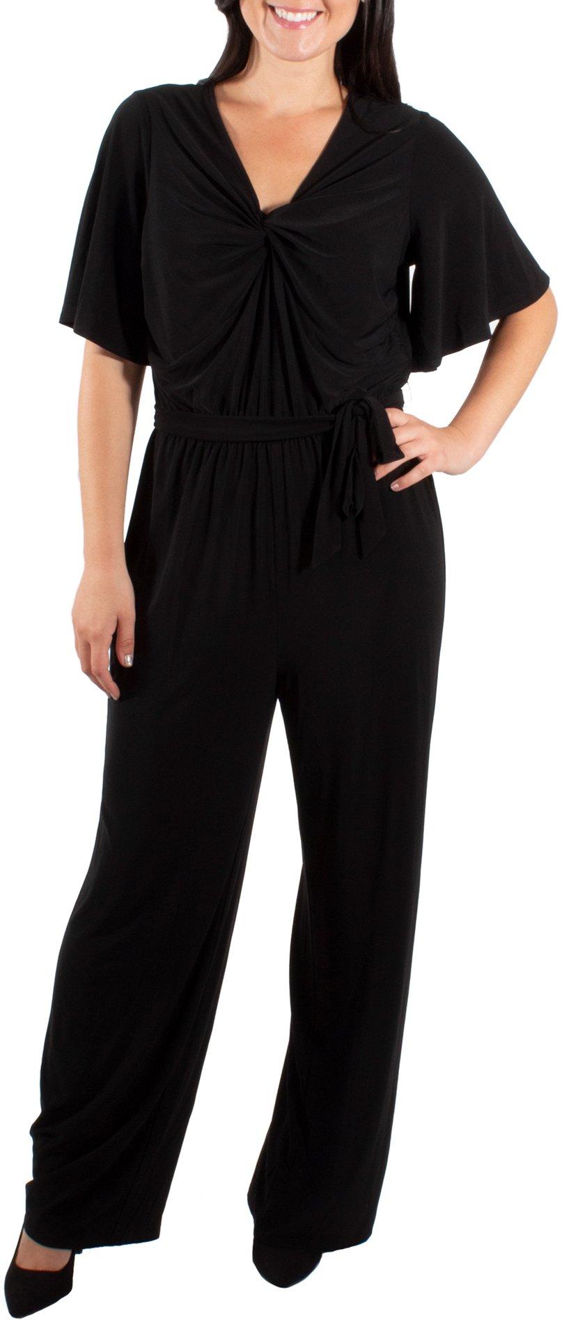 NY Collection Womens Angel Sleeve Twist Front Jumpsuit