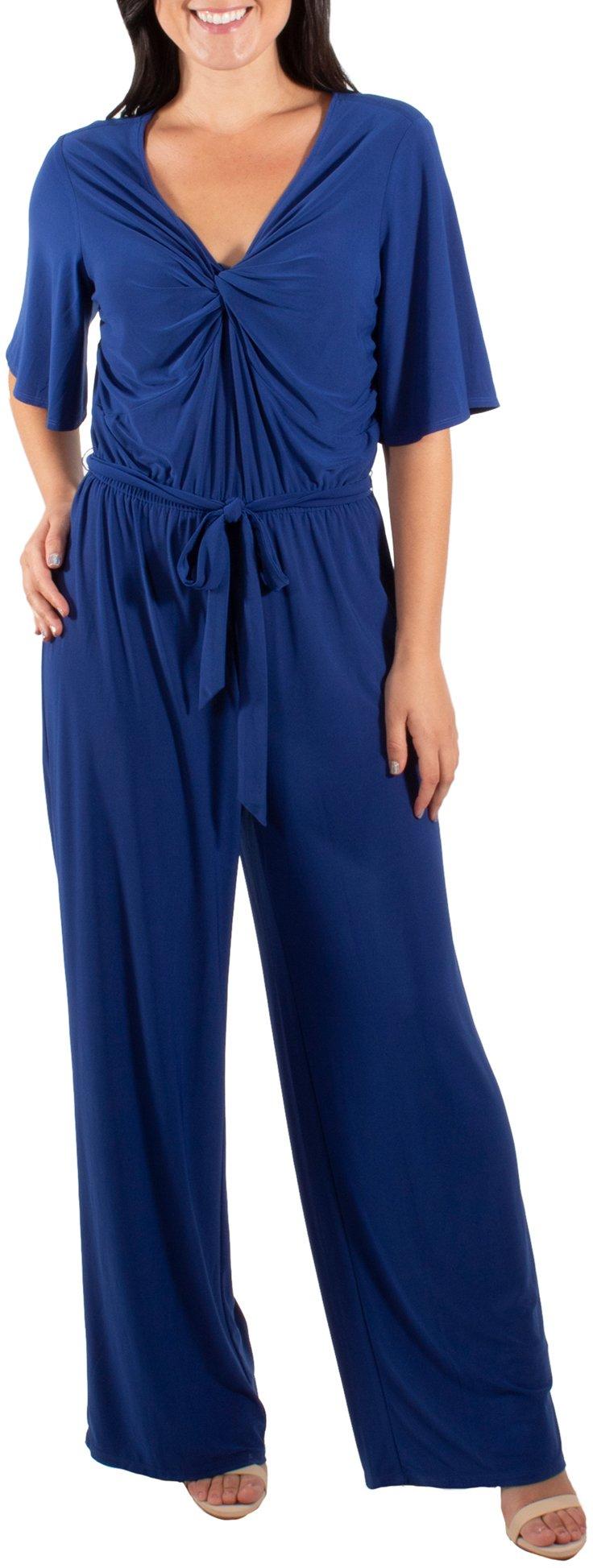 NY Collection Womens Angel Sleeve Twist Front Jumpsuit