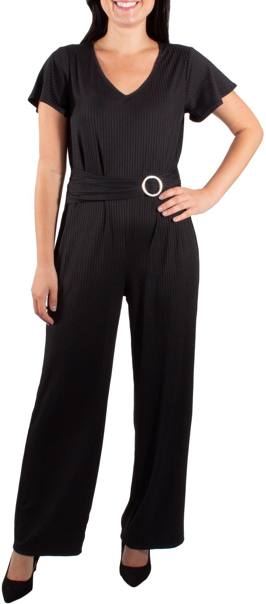 NY Collection Womens Flutter Sleeve Jumpsuit
