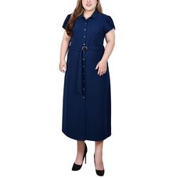 NY Collection Womens Midi Petal Sleeve Dress