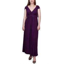 NY Collection Petite Ruched Empire-Waist Maxi Dress