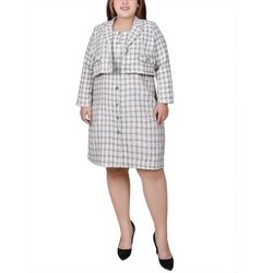 NY Collection Womens Long Sleeve Tweed Dress Set