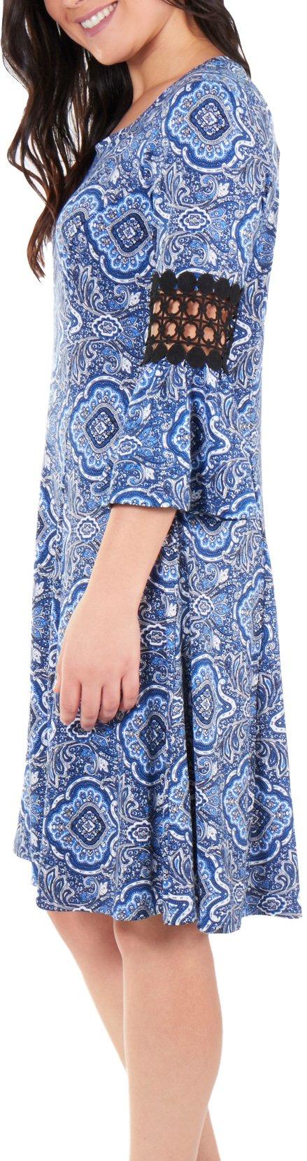 Womens Crochet Sleeve Trim Dress