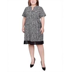 NY Collection Womens Short Sleeve Zip Front Dress