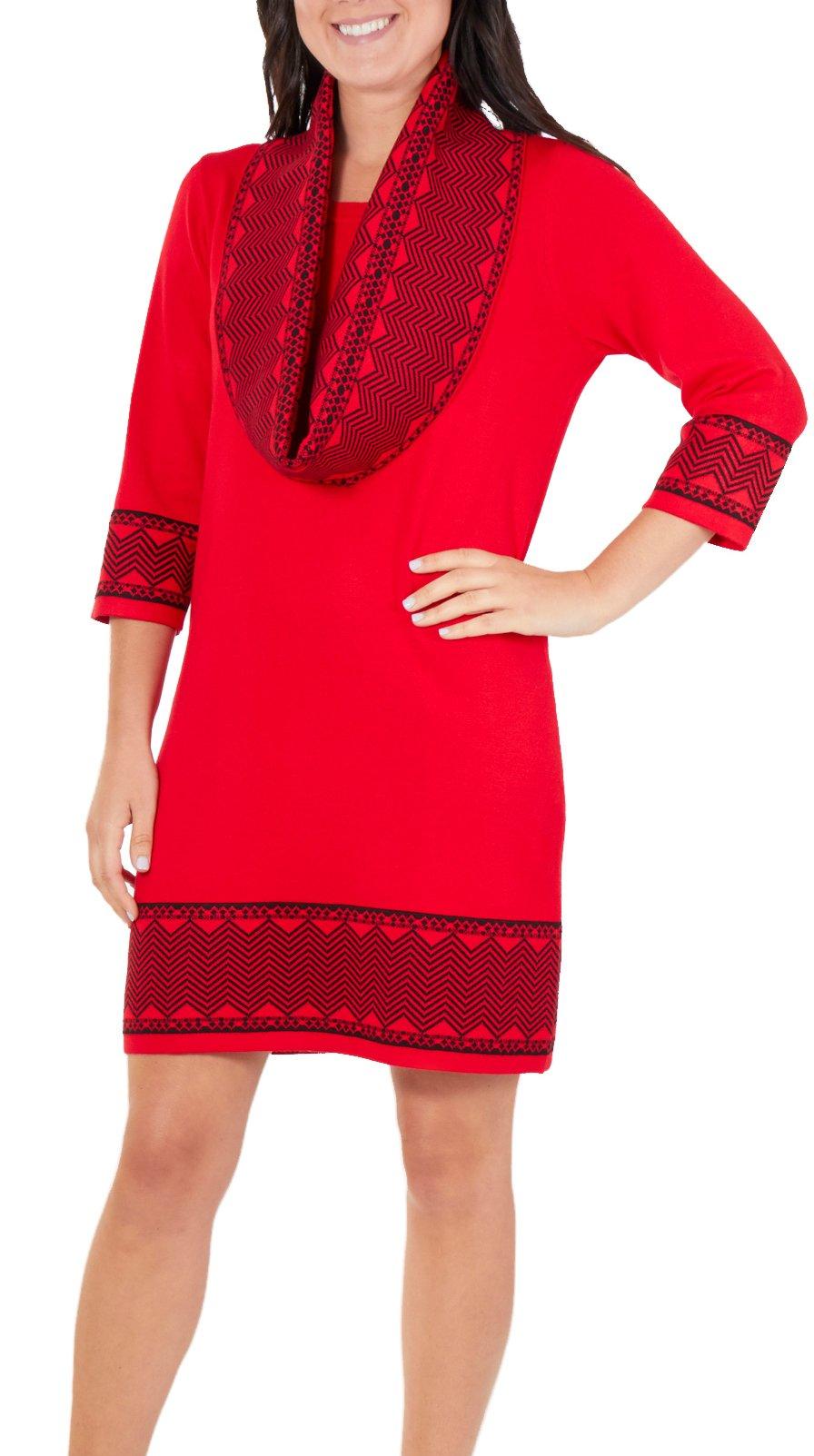 Womens Chevron Hem Sweater Dress