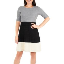 NY Collection Petite Elbow Sleeve Colorblock Dress