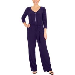 NY Collection Petite Zipper Front Jumpsuit