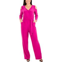 NY Collection Womens Cold Shoulder Jumpsuit