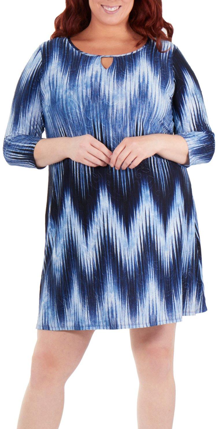 NY Collection Plus Striped Keyhome Shift Dress