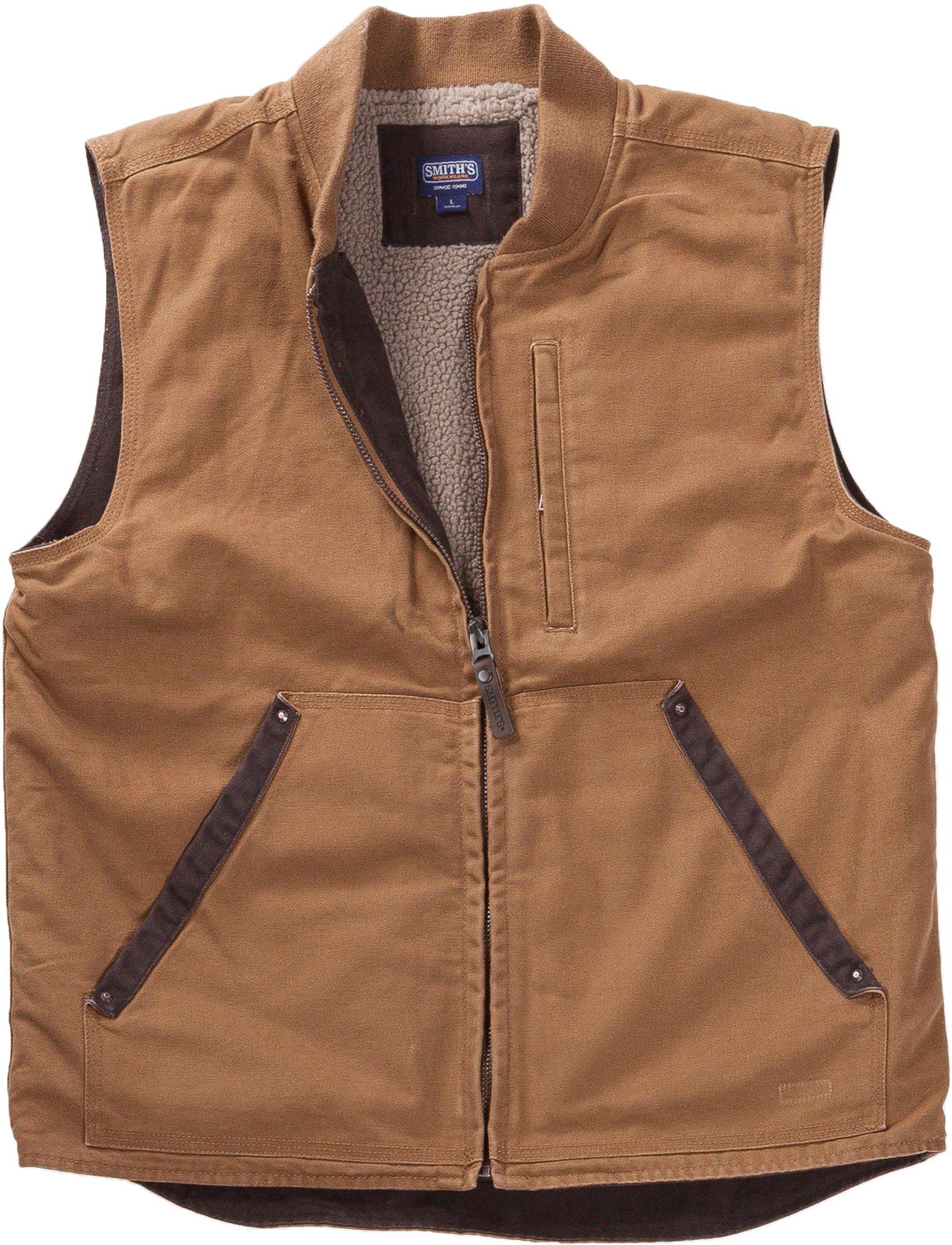 Mens Sherpa Lined Duck Canvas Vest