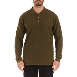 Men's Sherpa-Bonded Thermal Knit Henley Pullover