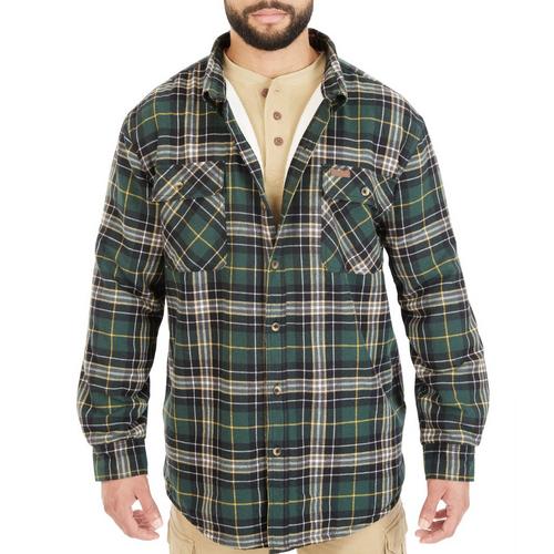 Men's Sherpa-Lined Flannel Shirt Jacket