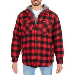 Men's Sherpa-Lined Hooded Flannel Shirt-Jacket