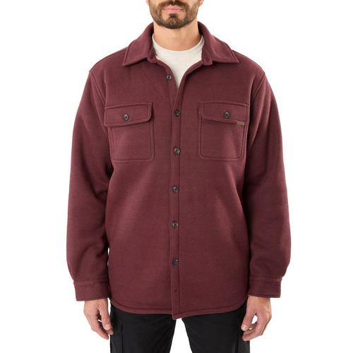 Men's Sherpa-Lined Heathered Thermal Shirt-Jacket
