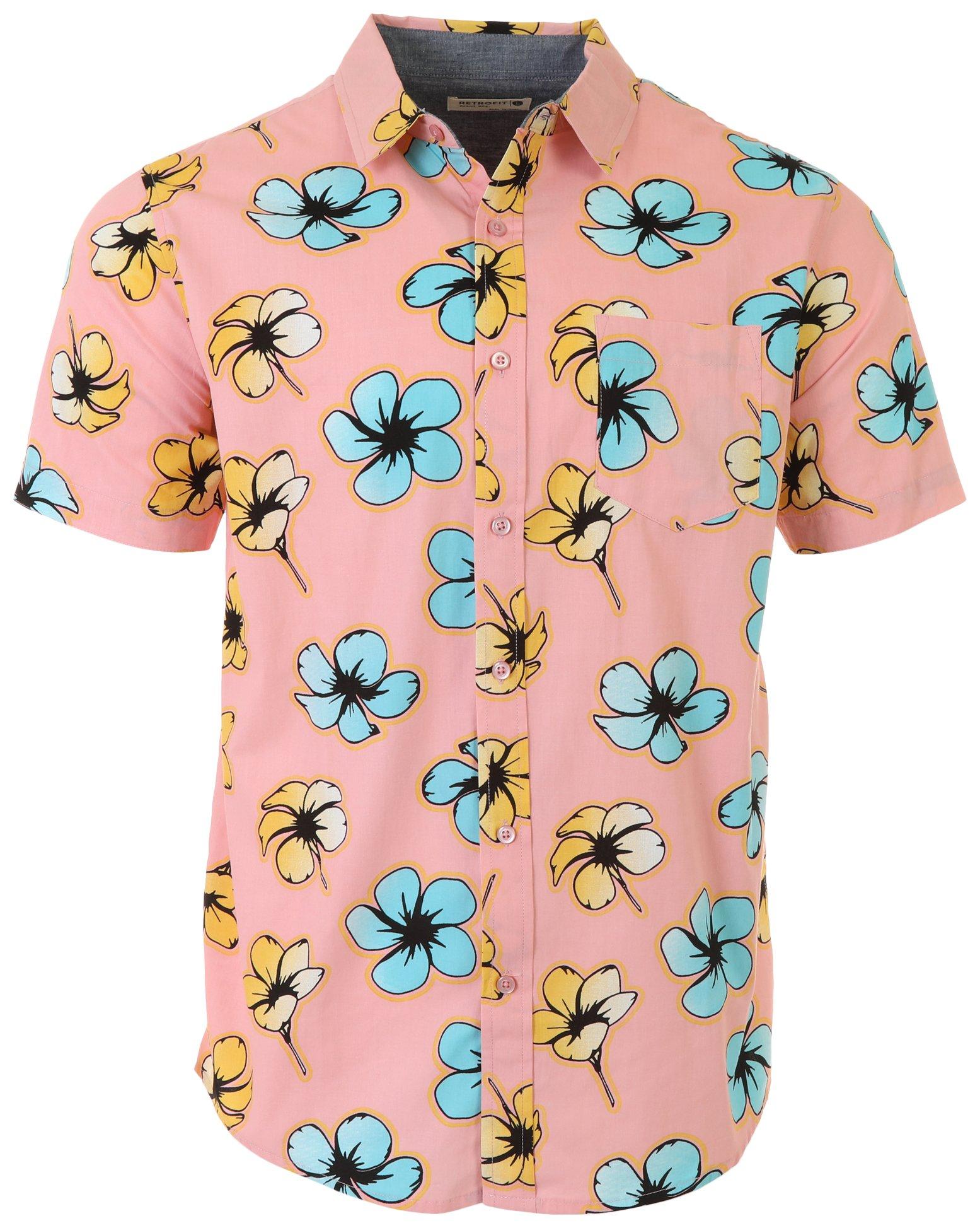 Mens Ombre Tropical  Button Up Shirt