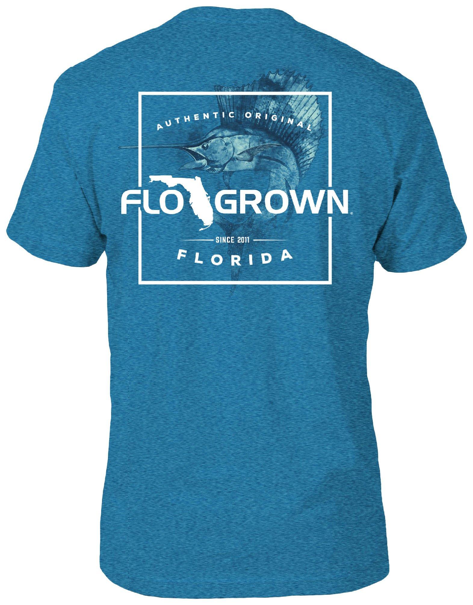 FloGrown Mens Sailfish Script Blue T-Shirt