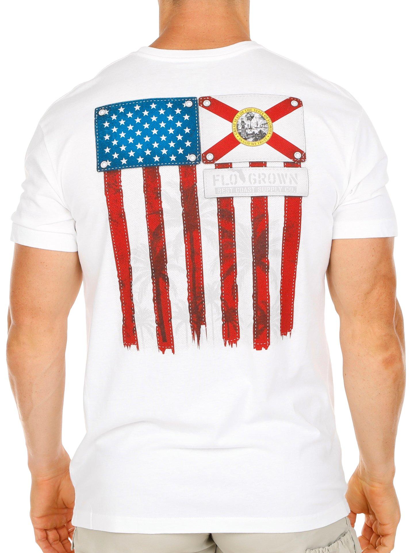 FloGrown Mens American Flag Short Sleeve T-Shirt