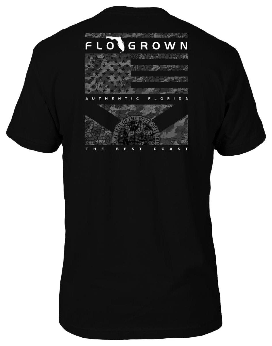 FloGrown Mens Camo Panel Flag Graphic T-Shirt