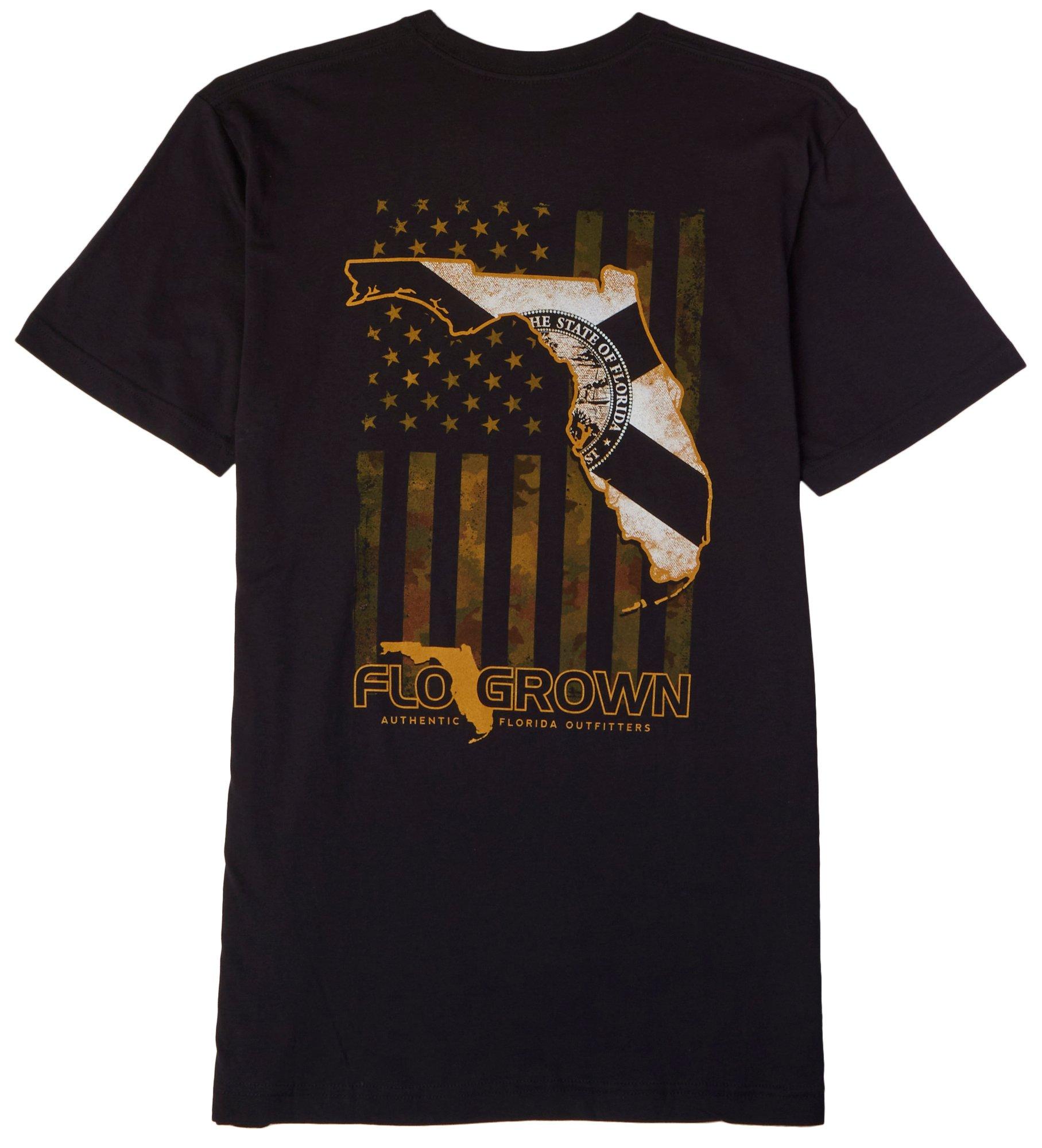 FloGrown Mens Authentic US Camo Americana Flag T-Shirt